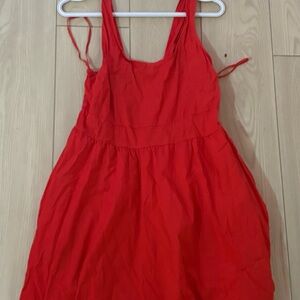 Italian Vintage Cotton Red Sleeveless Mini Dress, size 8-10